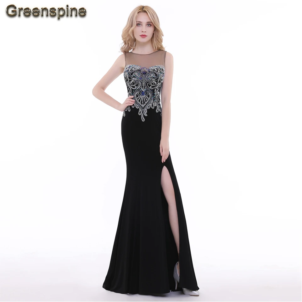 

Bling Bling Black Formal Dress Party Evening Gowns 2019 Sexy Ladies Mermaid Prom Dress Crystal Beading Robe Long Evening Dresses