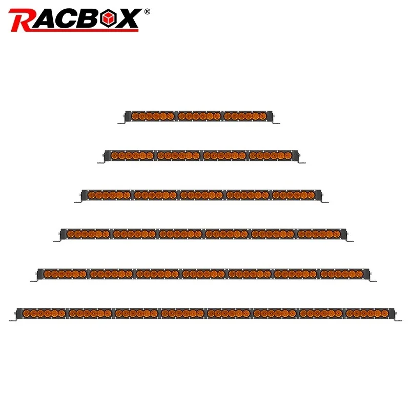 

RACBOX 20'' 26'' 32'' 38'' 45'' 51'' inch 90w 120w 150w 180w 210w 240w Modular Units Led Light Bar Single Row White Amber Spot