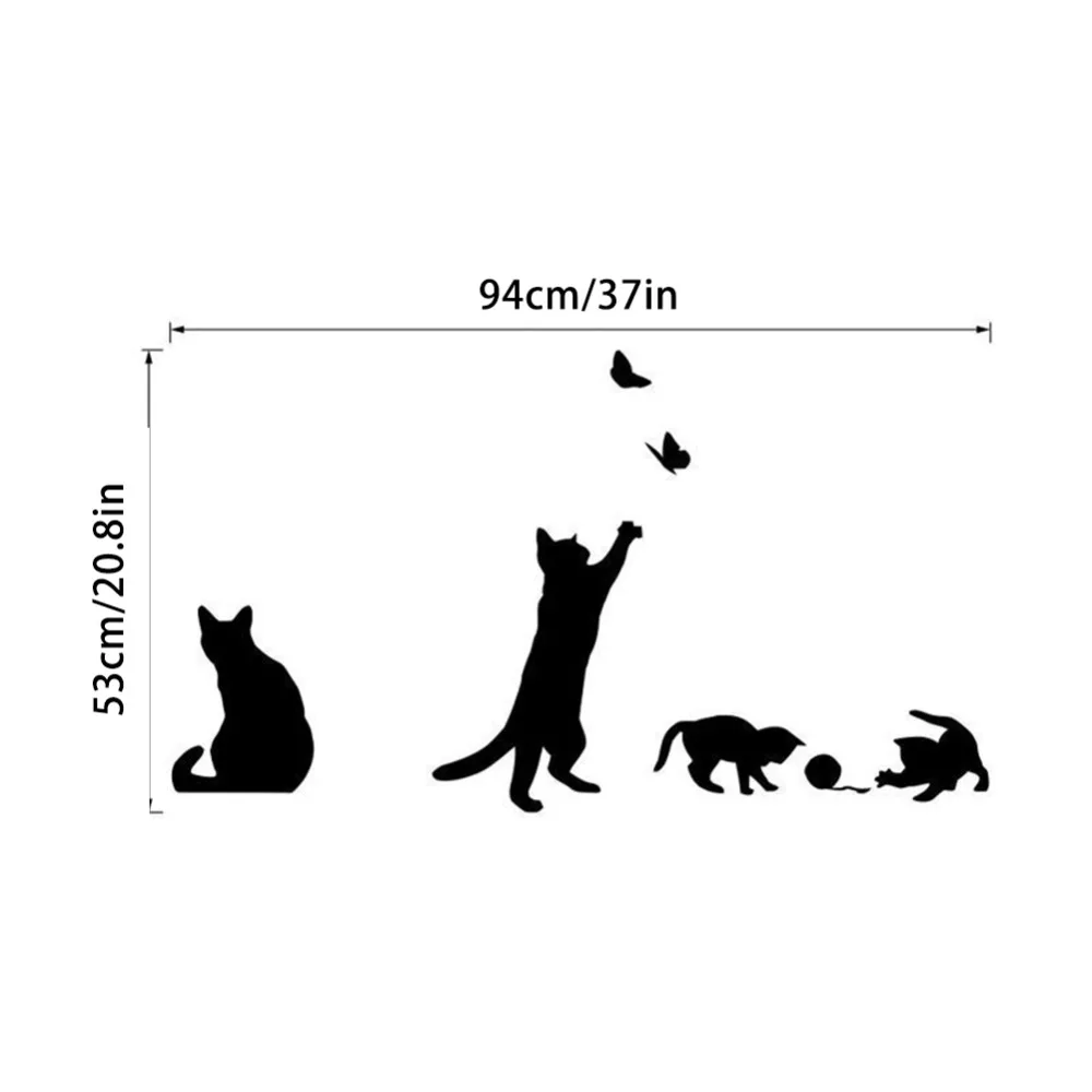 Description Picture 4 of itemCartoon Black Naughty Kitten Wall Sticker For Kids Room Bedroom Stairs Home Decoration Vinyl Wall Decals Cute Cats DIY Art Mural