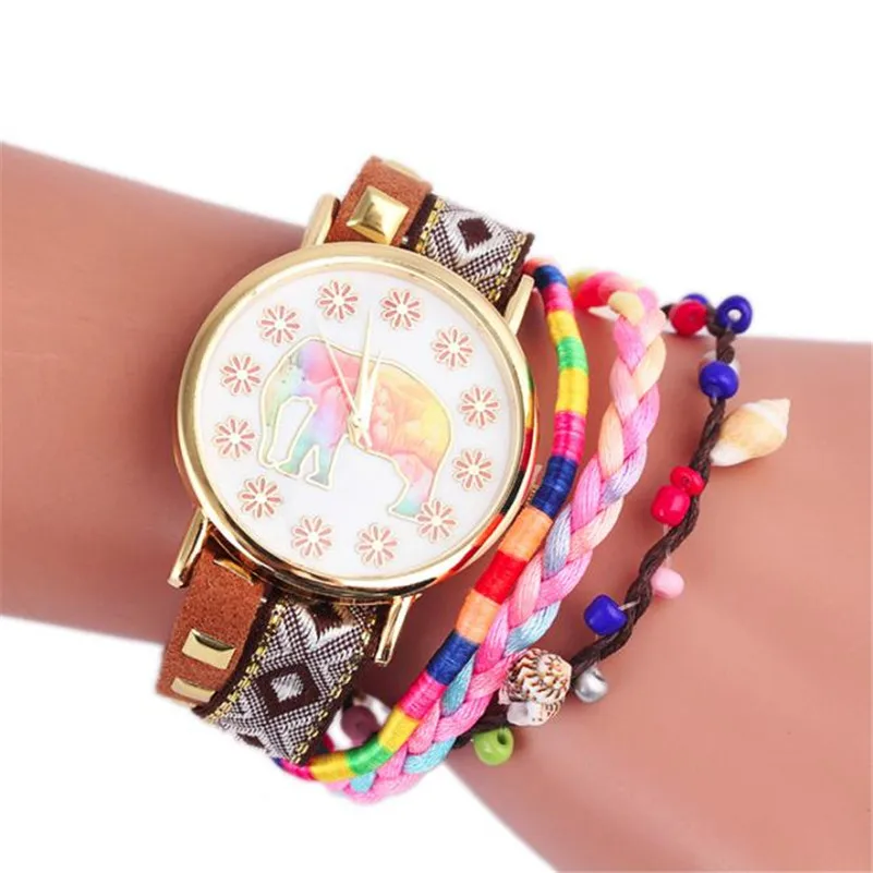 Fashion Women Elephant Pattern Knitting Dial Quartz Casual Wrist Watch Bracelet Watch Wrist Watch Relogio Feminino #2AP27 (6)