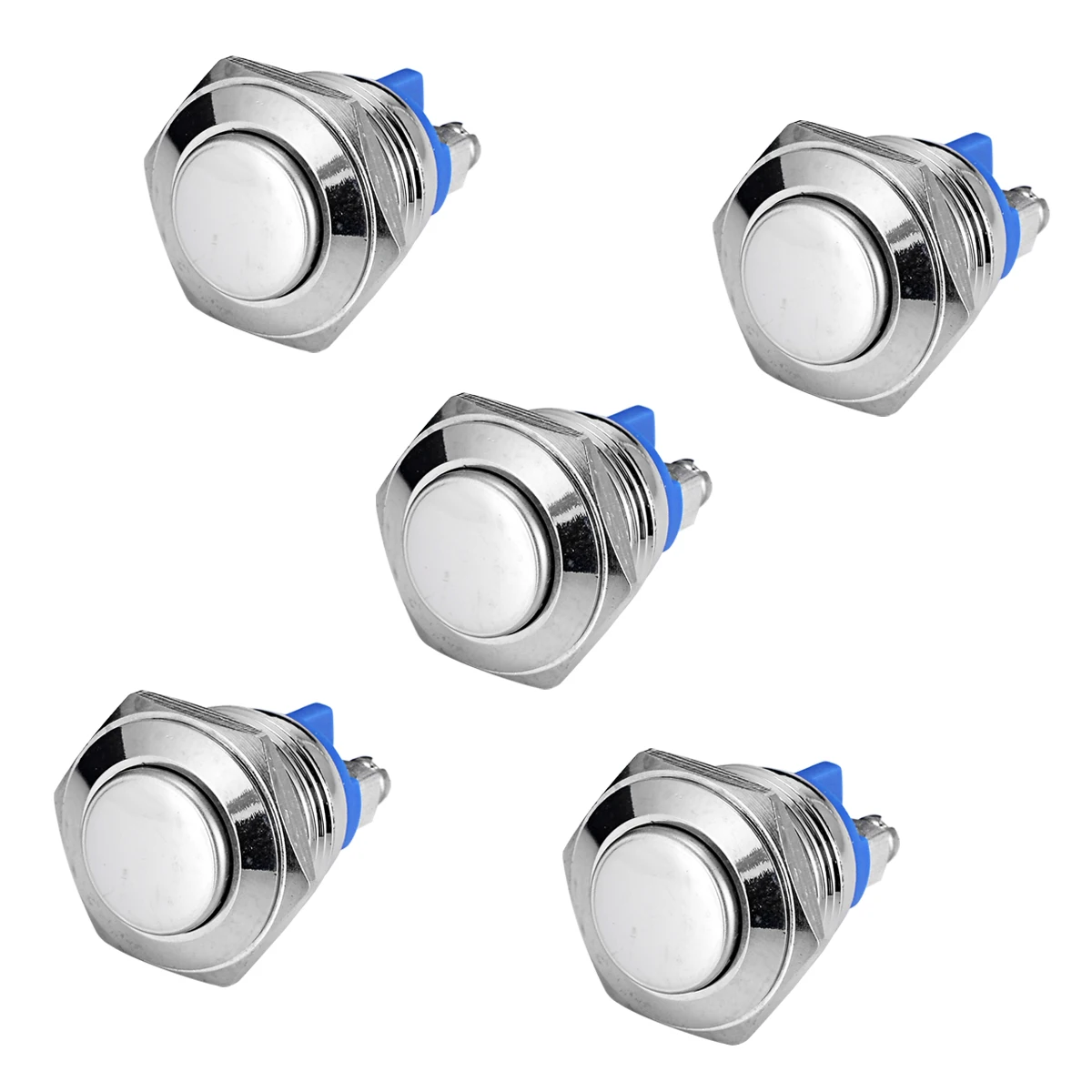5pcs New 16mm 3A/250V Metal Waterproof Push Button Switch Car Motorcycle Momentary Horn Button Switch Auto Reset