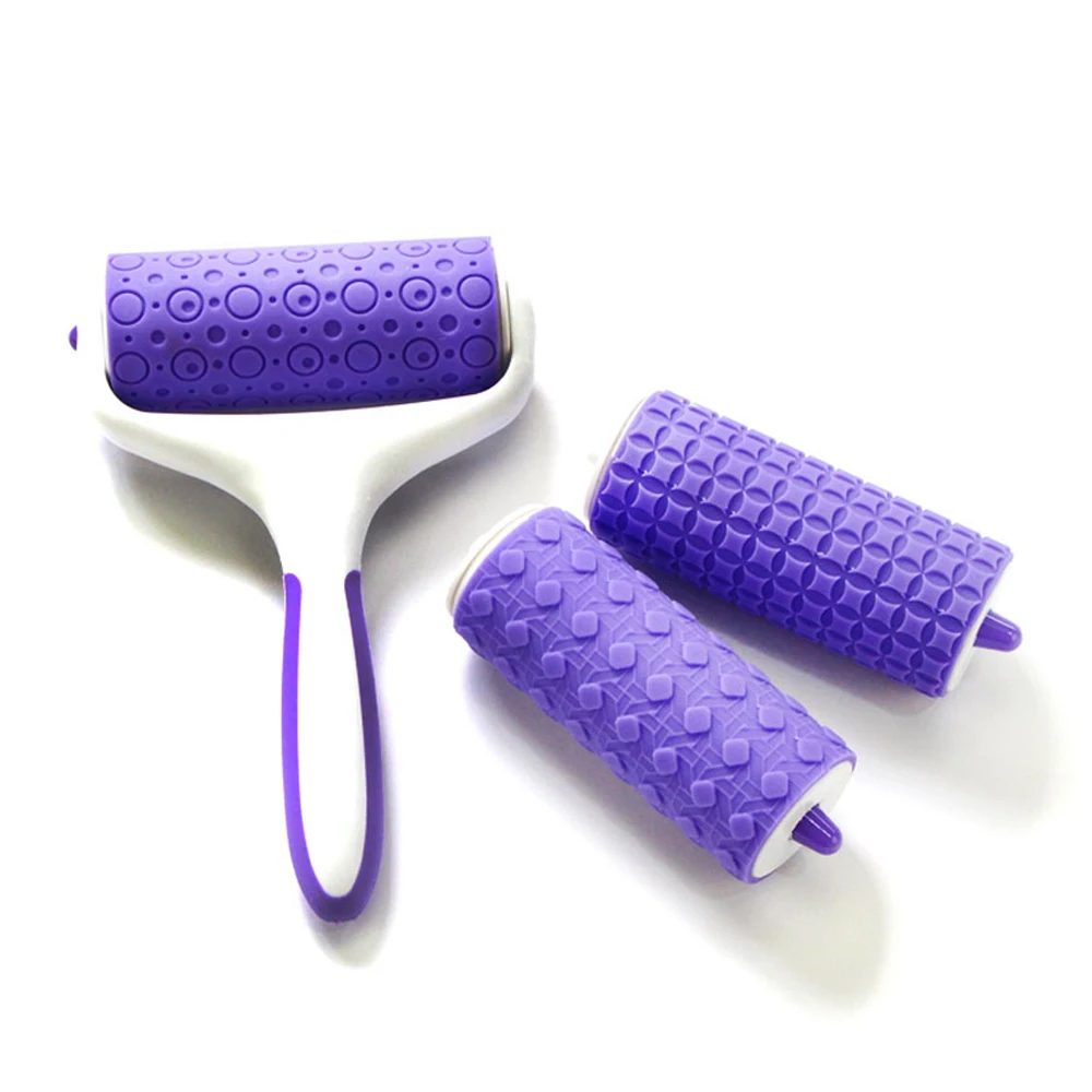 

3PCS Fondant Strip Ribbon Cutter Plastic Cake Rolling Pin Lace Dots Woven Pattern Embosser Roller Ribbon Stripe Molds For Baki