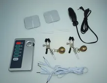 Multi electro stimulation anal butt plug nipple clamp electric shock set breast masseger medical themed vagina tight sex toys