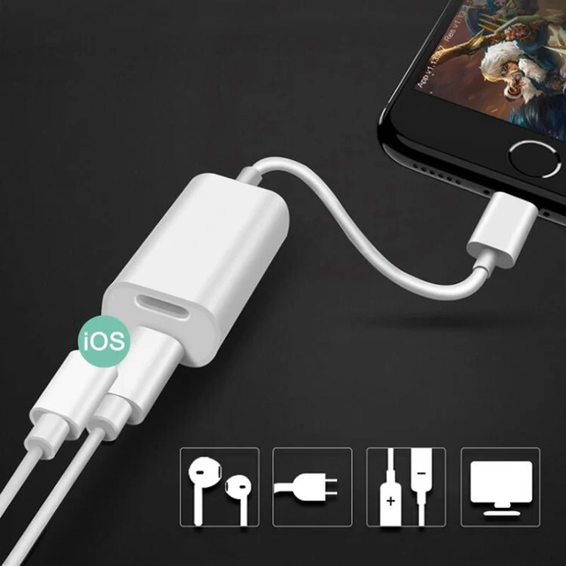 

For 2hi1 iPhone with 3.5MM Jack AUX Headphone Adapter Cable For 8 7 X XS MAX XR 3.5MM Headset Audio Adaptateur Phone Accessories