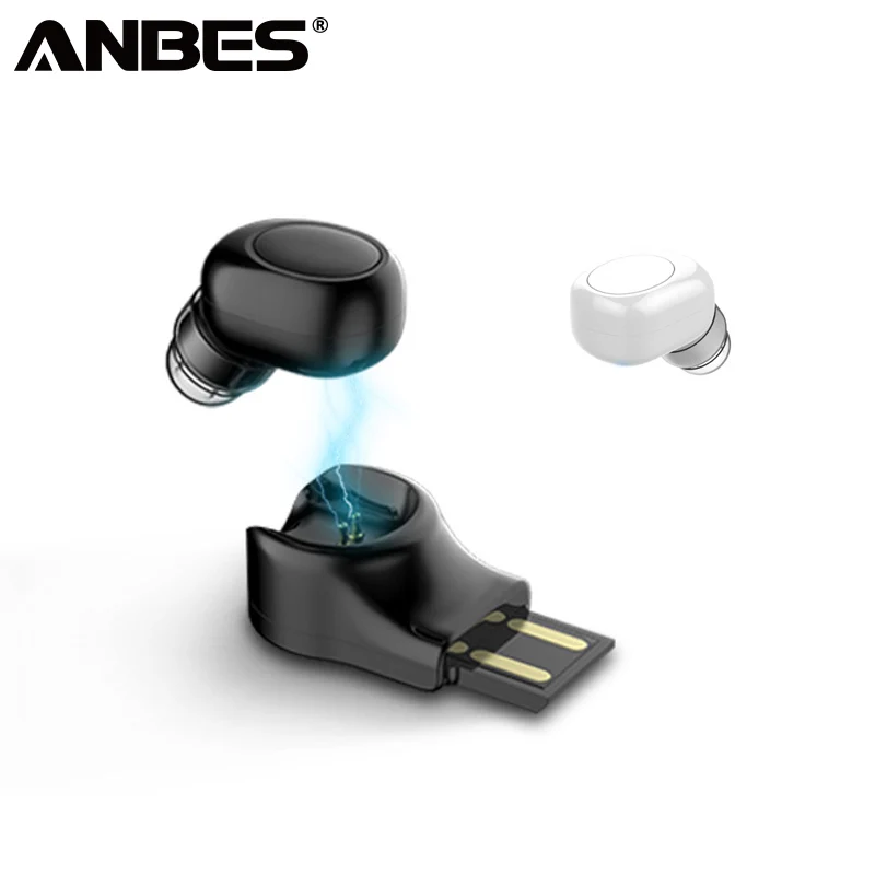 ANBES Bluetooth наушники мини беспроводные с микрофоном ушной крючок невидимые USB