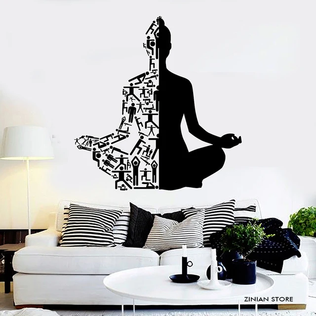 healthy lifestyle sports wall decals meditation yoga wall stickers