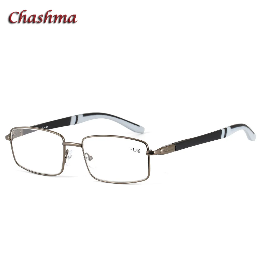 Серый Chashma бренд металлический спортивный стиль из алюминиевого сплава мужские прозрачные линзы Модные Очки полная оправа Rerading очки весенний шарнир - Цвет оправы: Серый