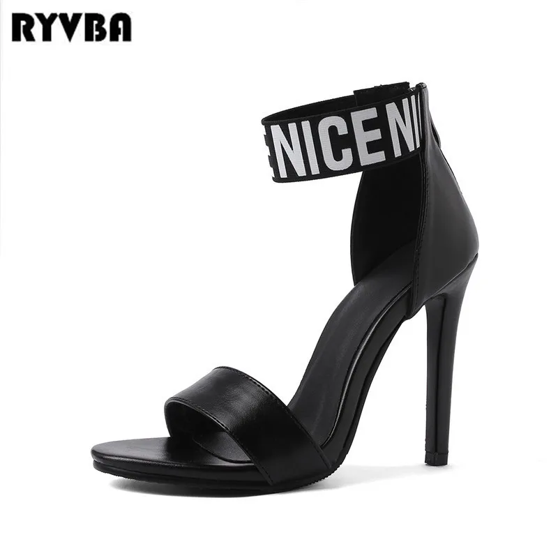 

new arrival 2019 woman sandals ladies thin high heels shoes for women summer sandal ankle strap black red party sandalias