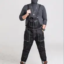 2XL-6XL! Tide Брендовые мужские комбинезоны большого размера свободные повседневные мужские модные джинсовые комбинезоны брюки на подтяжках комбинезон