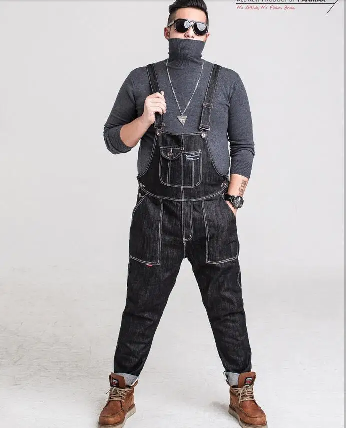 2XL 6XL ! Tide brand men's plus size overalls loose casual male