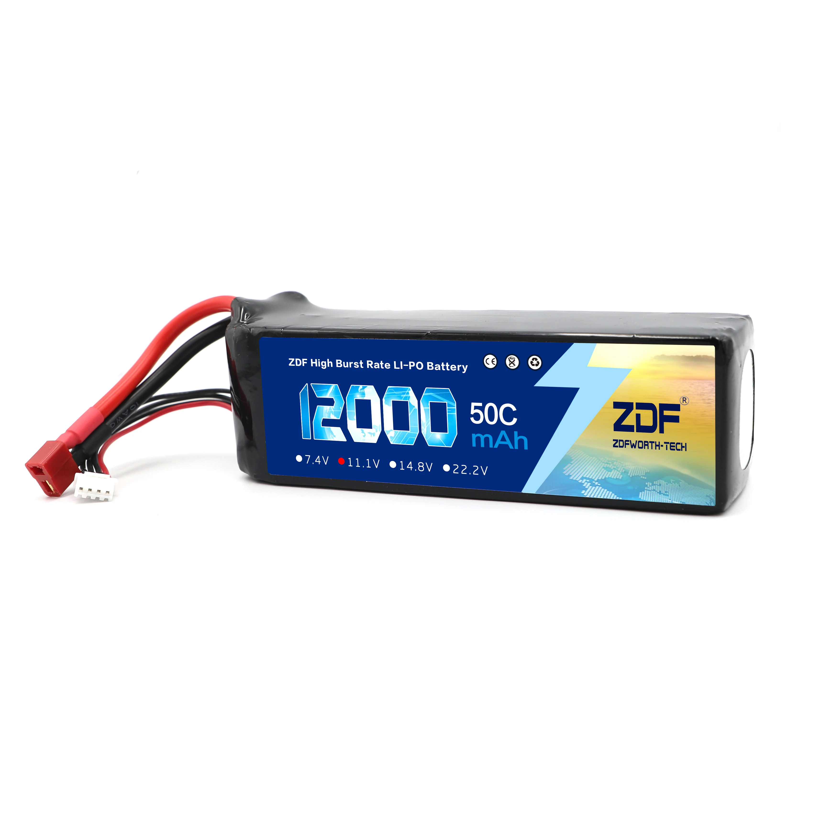 Аккумулятор ZDF 3S 11 1 В 12000 мАч 50C/100C LiPo для аэроплана многоосевой 1:8 1/8