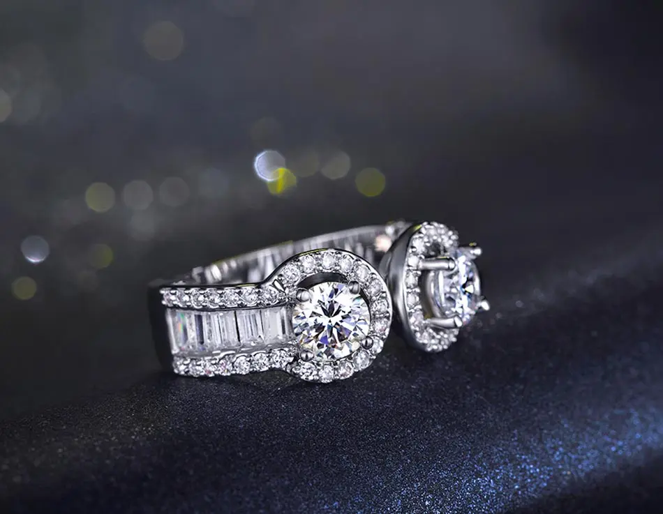 BRAVEKISS роскошное кольцо с чешским камнем, геометрическое кольцо белого золота, обручальные кольца, модные ювелирные изделия для женщин BUR0199B