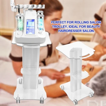 

Plexiglass Salon Trolley Salon Use Pedestal Rolling Cart Wheel Aluminum Stand