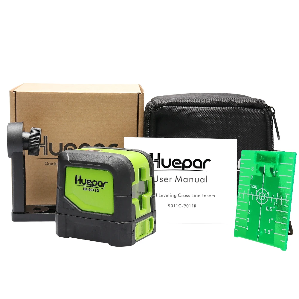 Huepar Green Laser Level DIY-Cross Line Laser Self-Leveling 9011G Bright Green Beam Horizontal and Vertical Lines laser level