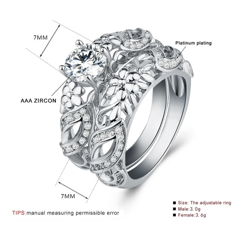 DODO Unique Hollow Flower Pattern Ring Set For Women AAA Cubic Zirconia Hand Finger Round Jewelry Wedding Bijoux Wholesale YR256 (8)