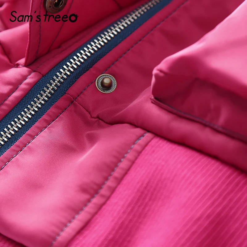 Col Dame Femmes De Preppy D'hiver Turn Samstree Manteaux Femme Manteau red Court Veste Jeune Down Blue Rembourré Fourrure Style Poche 8Zxwgwz