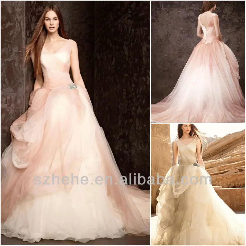 Free Shipping Cw1420 Gorgeous Soft Tulle Ball Gown Champagne Colored Free Shipping Cw1420 Gorgeous Soft Tulle Ball Gown Champagne Colored And Light Pink Wedding Dresses In From Weddings Events On