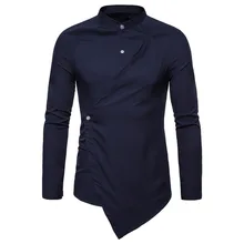 HEFLASHOR брендовая Новая мужская рубашка на пуговицах с необычным длинным рукавом мужские блузки модная Новая Мужская одежда Повседневная облегающая мужская рубашка