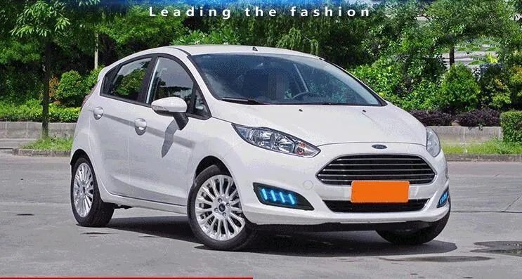 EOsuns led drl Дневной ходовой светильник передняя противотуманная фара для Ford fiesta с динамическим движущимся желтым поворотником и синим светильник