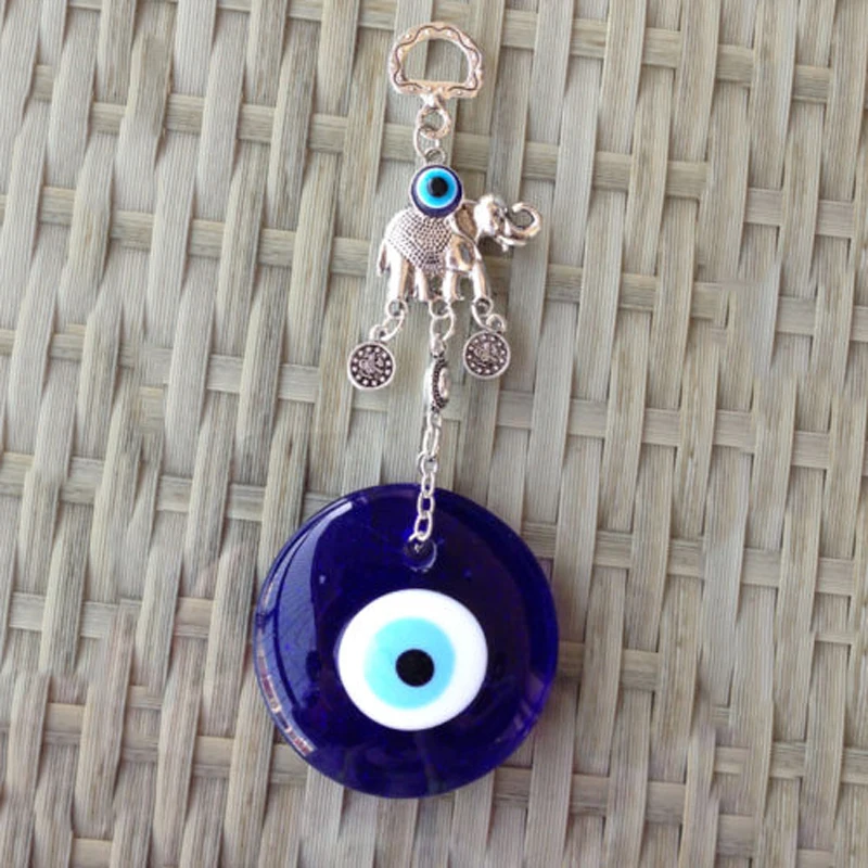 JX-LCLYL Wall Hanging Turkish Elephant Blue Evil Eye Amulet Glass Charm Home Decor