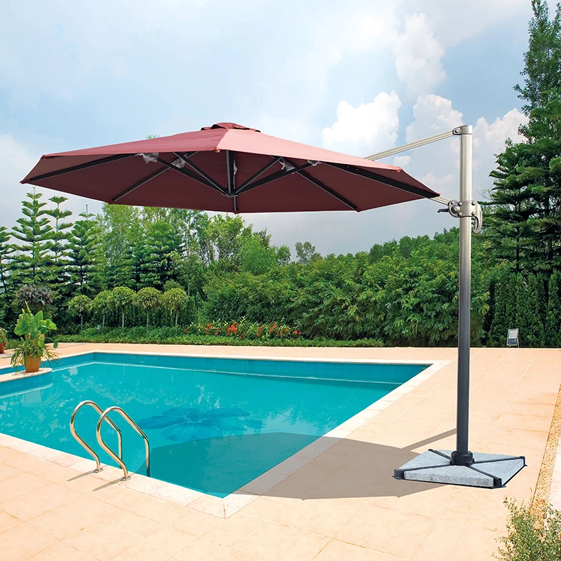 Dia 3 meter aluminum cantilever garden umbrella parasol cover patio sunshade 360 degrees rotation ( no stone base )