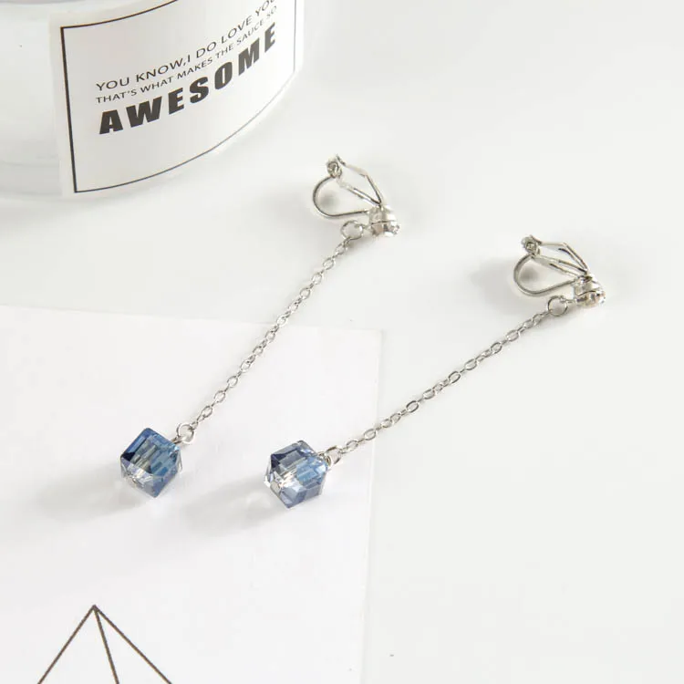 Ear Clip Earrings 16 Colors Crystal Simulated Pearl Enamel Heart Star Butterfly for Women