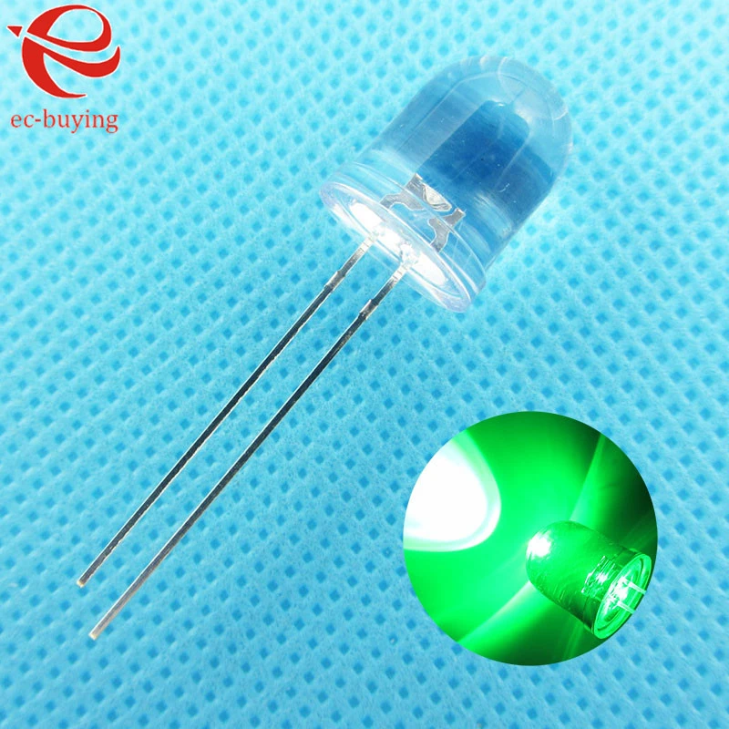 50 3mm 2 Pin Round Emerald Green LED Light Bright Emitting Diode Lamp 12000 mcd