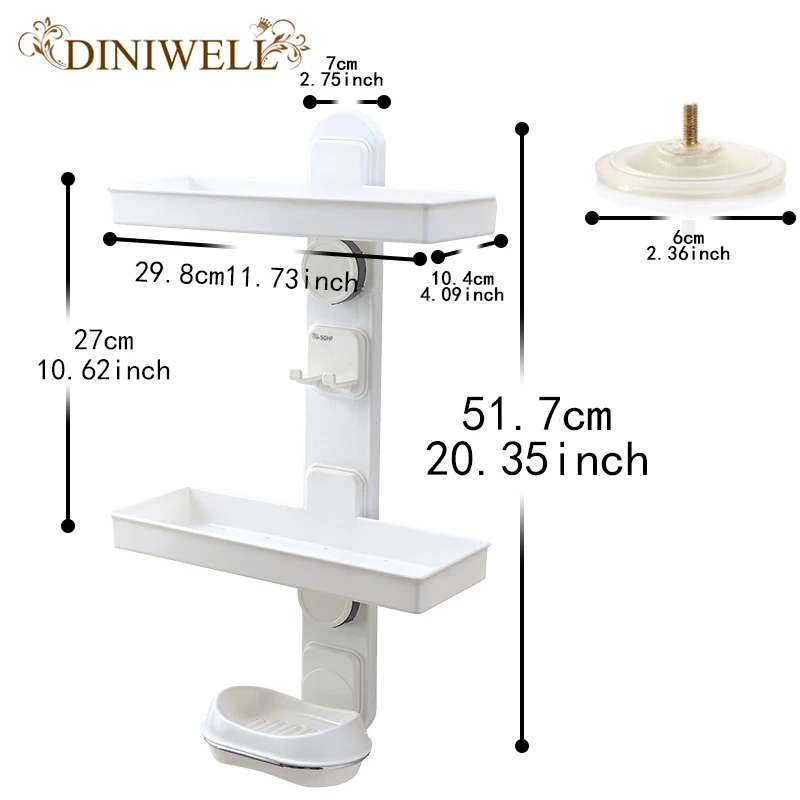 DINIWELL PC Кухня Ванная комната Висячие хранения DIY двойные полки настенный стеллаж держатели организации с мыльницей