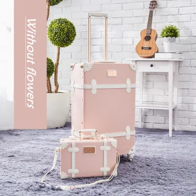 Винтажная багажная сумка, чемодан из ПУ-кожи, дорожная коробка, Женская универсальная переноска на колеса, высокое качество, переноска на колесиках 2" 22" 2" 26" дюймов - Цвет: pink set