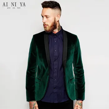 

Fashionable men's suit green velvet coat the suit of the groom, holds the wedding party party suit custom jacket and trousers