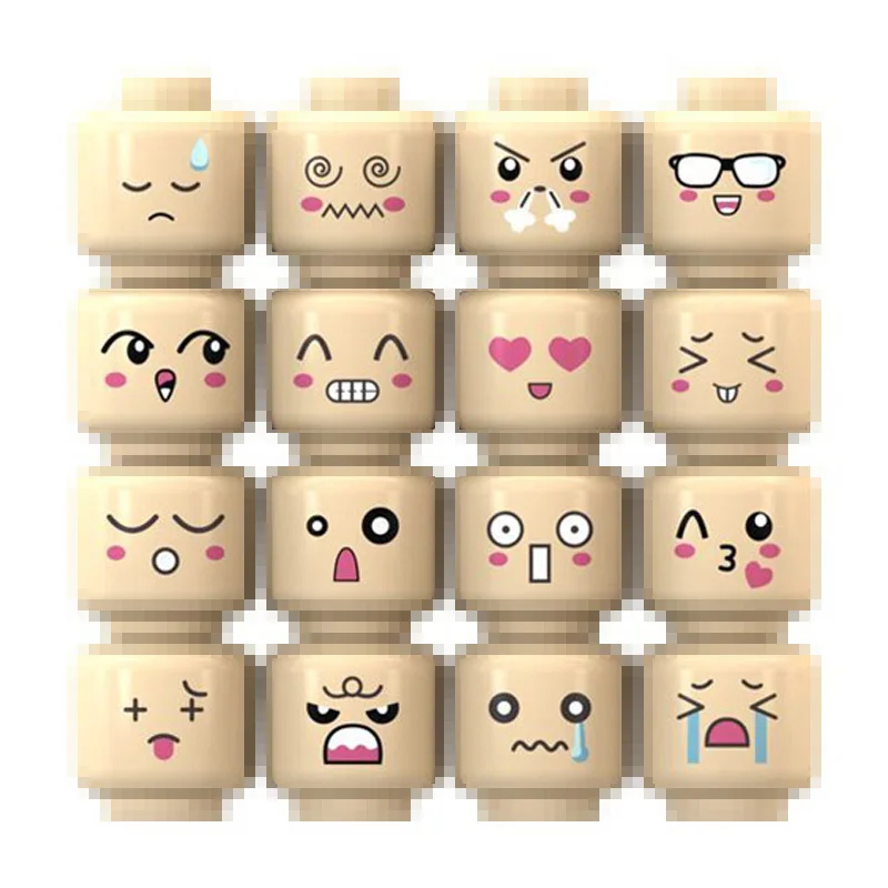 Building Blocks 16Pcs/Set Cartoon Cute Face Emoji Expression Skin Color