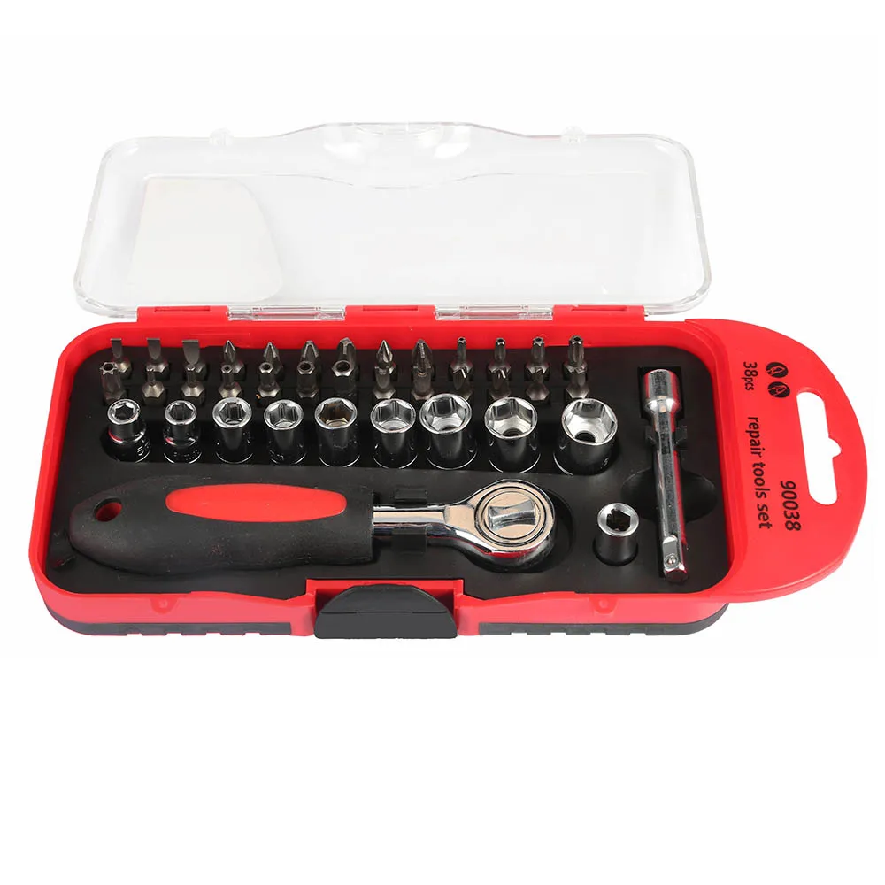

High Quality 38pcs Multi-functional Ratchet Wrench Socket Bits Motorcycle Emergency Repair Tool
