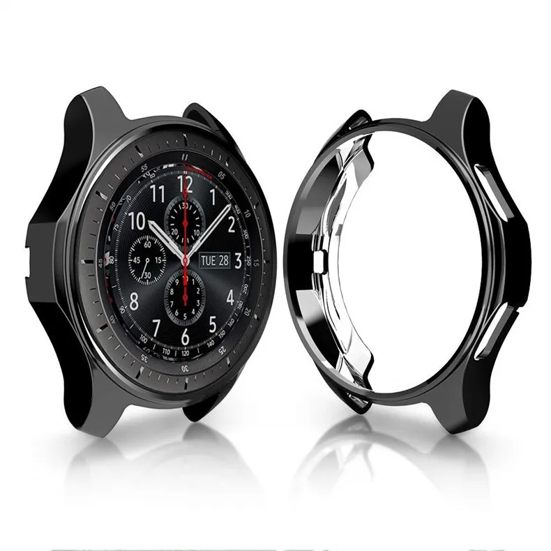 Чехол для Galaxy Watch, 46 мм, 42 мм, активный, 40 мм, тонкий, мягкий, TPU, силиконовый, ультра тонкий, цветной, покрытие, чехол для samsung gear S3 - Цвет: Черный
