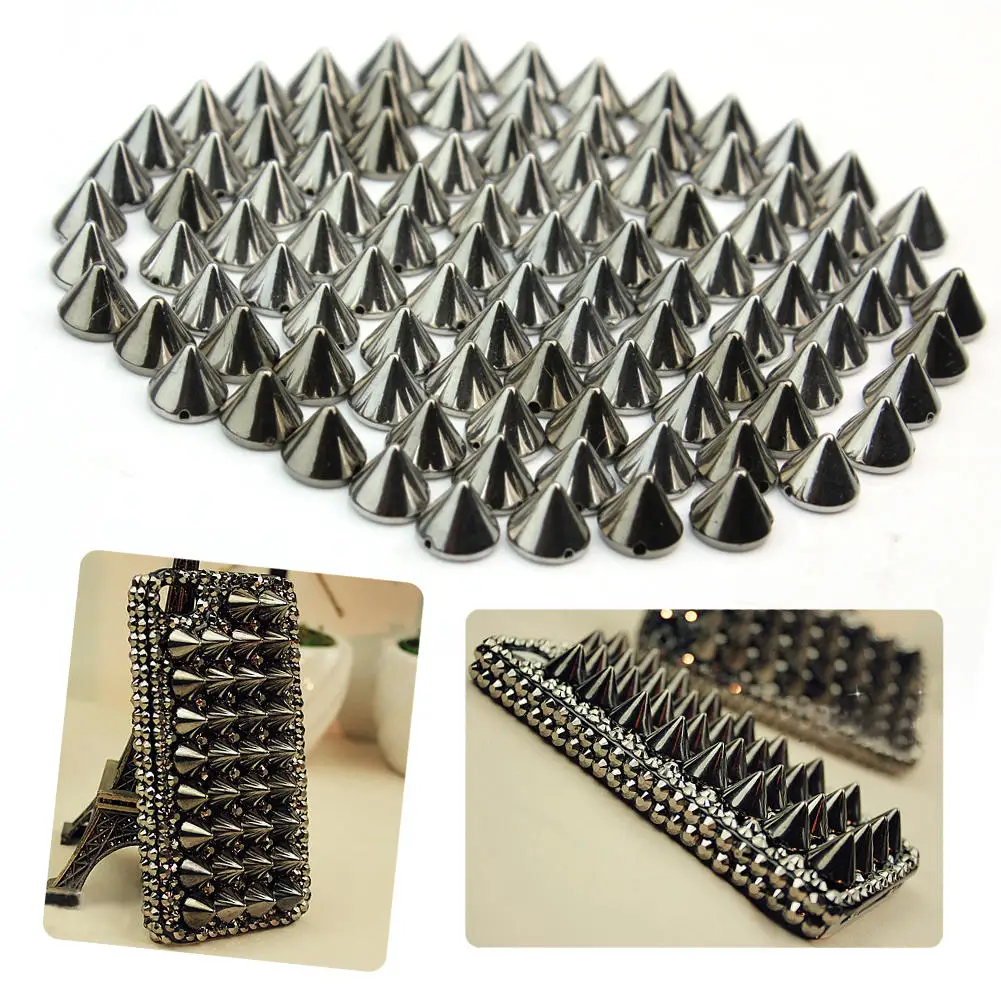100pcs Black Round Spike Rivet Punk Rock Spike Rivet Studs Bag