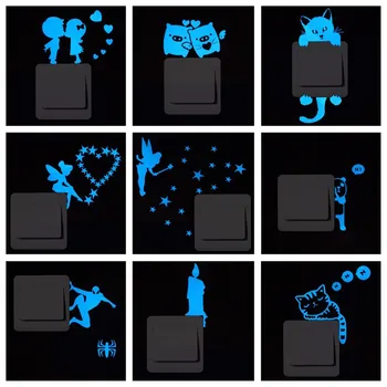 

Sticker Toys Funny JDM Stickers for DIY Sticker on Wall And Switch Blue Cute Dark Glow Stickers Cat/fairy/Moon