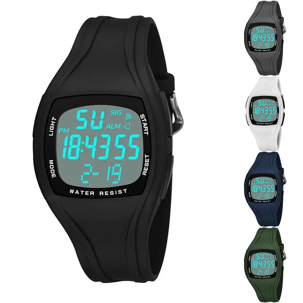 Новый Водонепроницаемый Для мужчин мальчиков Повседневное квадратный циферблат Секундомер Будильник спортивные наручные часы
