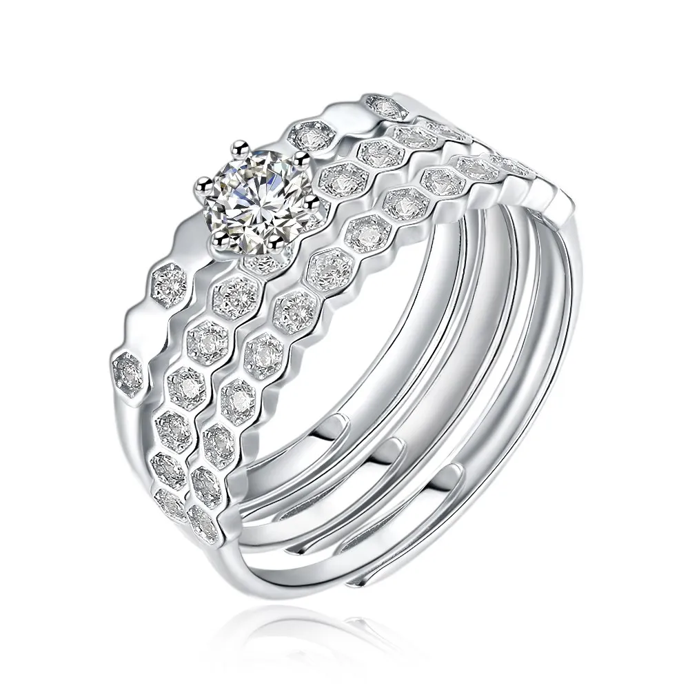 100% реальные 925 пробы серебро обручальное кольцо Циркон Наборы кольцо Размер 8