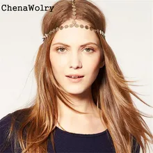 ChenaWolry 1PC Attractive Fashion Accessories Women Head Band Headband Hair Chain Vintage Gold Tone Party Headpiece Oct 12