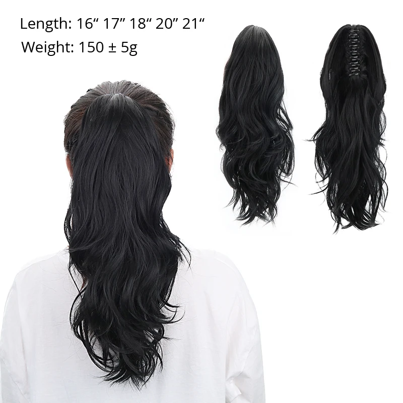 18 "synthetische kordelzug pferdeschwanz Klaue Clip In Haar Extensions Haarteil Natürliche Welle Clip In Menschliches Haar Extensions Pferdeschwanz-perücken