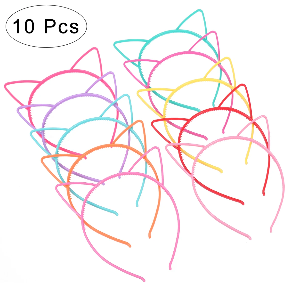 

MUSEYA 10pcs Cat Ear Headband Plastic Cat Hairband Cat Bow Hairbands Makeup Party Headwear for Women Girls Hair Accessories