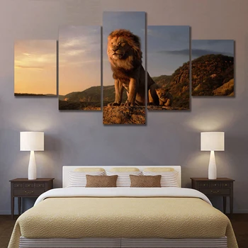 

Lion King Mountain Cloud Modular HD Printed 5 Panel Posters Home Decor Canvas Painting Print Wall Picture for Living Room