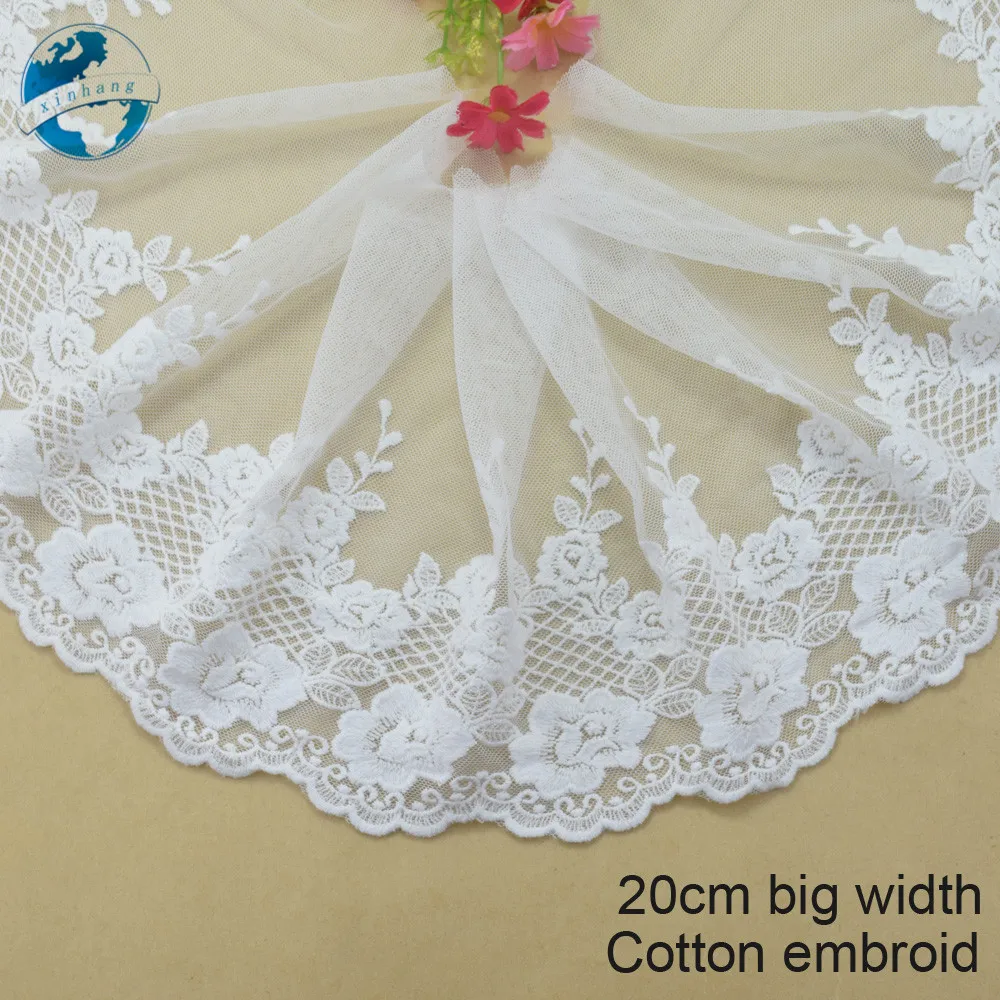 

20cm white lace cotton embroidery lace french lace ribbon fabric guipure diy trims warp knitting sewing Accessories#3734