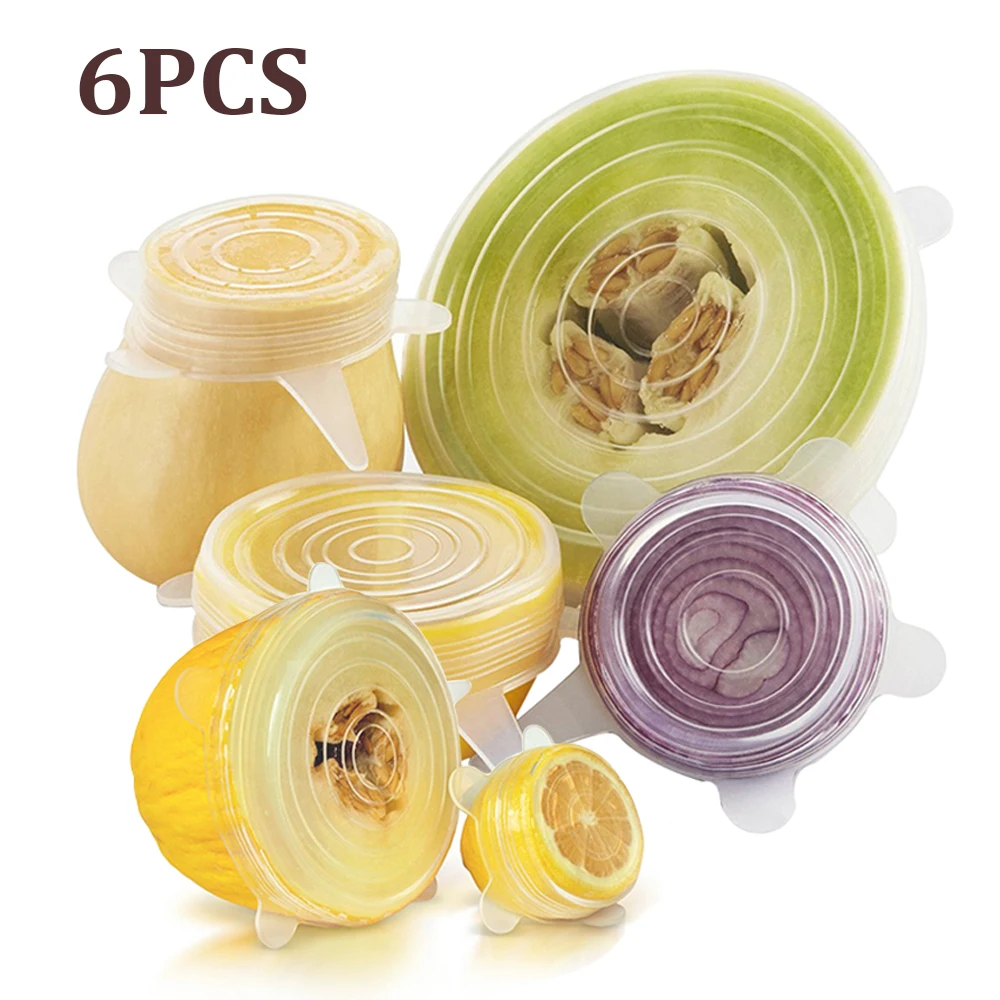 Hot 6pcs Universal Silicone Suction Lid bowl Pan Cooking Pot Lid