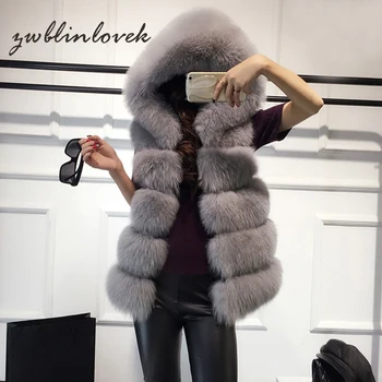 

Faux Fur Coat Winter Women Casual Hoodies Thick Warm Slim Sleeveless Fox Fur Vest Winter Jacket Outwear Casaco Feminino 2C0141