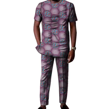 

African men shirt and matching pant set fashion Ankara pant sets custom made groom suit man formal outfits