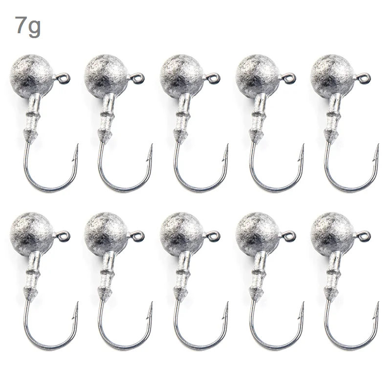 

10pcs Round Head Lead Fishing Hooks Jig Lead Fishhook for Worm Soft Lure Baits Fishing Lure Tackle Accessories 1.8g 3.5g 5.5g 7g