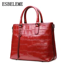 Бренды для женщин из коровьей кожи большая женская сумка для аллигатора узор бордовый, черный Дамы crossbody сумки на плечо YI287
