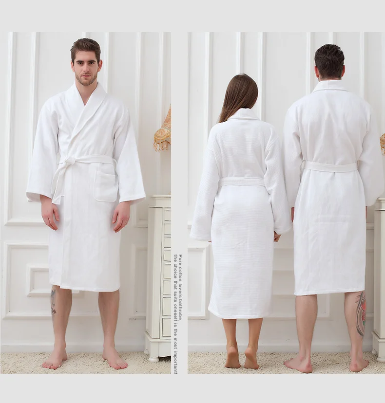 Bath Robe Men warm Cotton Robes For Men Dressing Gown Bathrobe Towel Fleece Men Bathrobe Men's Robes Kimono Robe White Pink