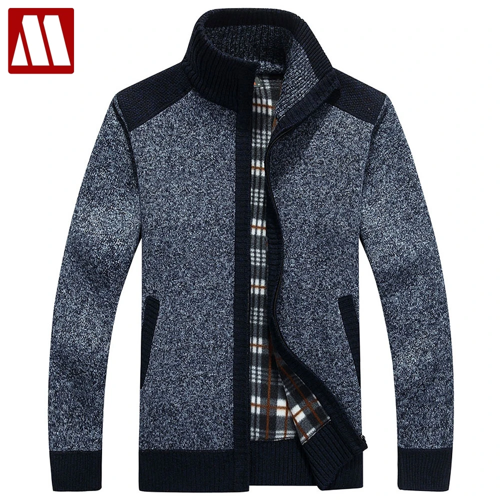 Мужской трикотажный кардиган на молнии с воротником стойкой|mens cardigan sweater|men