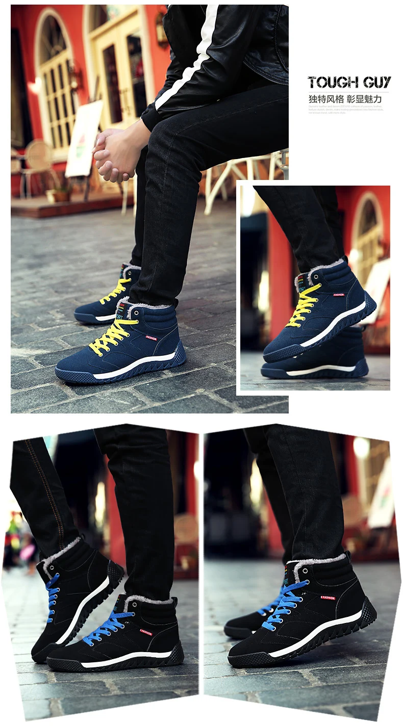 Ramialali бренд супер теплый Мужские ботинки зимние ботинки Для мужчин Повседневные зимние ботинки Ботильоны Бизнес Botas синий черный